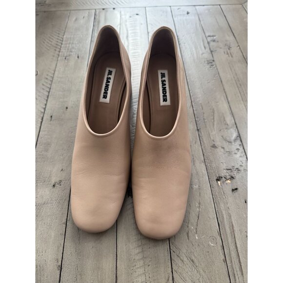 Jil Sander Nude Leather Pumps with Curved Heel Size 37.5 NWOB - Picture 3 of 10